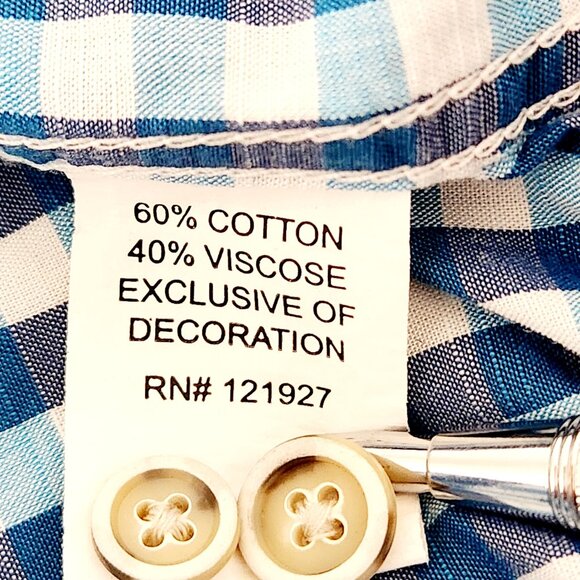 Johnnie O Shirt Mens Large Blue Check Hangin Out Tweener Button Long Sleeves - Picture 14 of 16